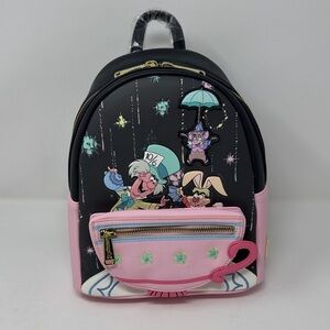 Loungefly Black and Pink Cartoon Backpack